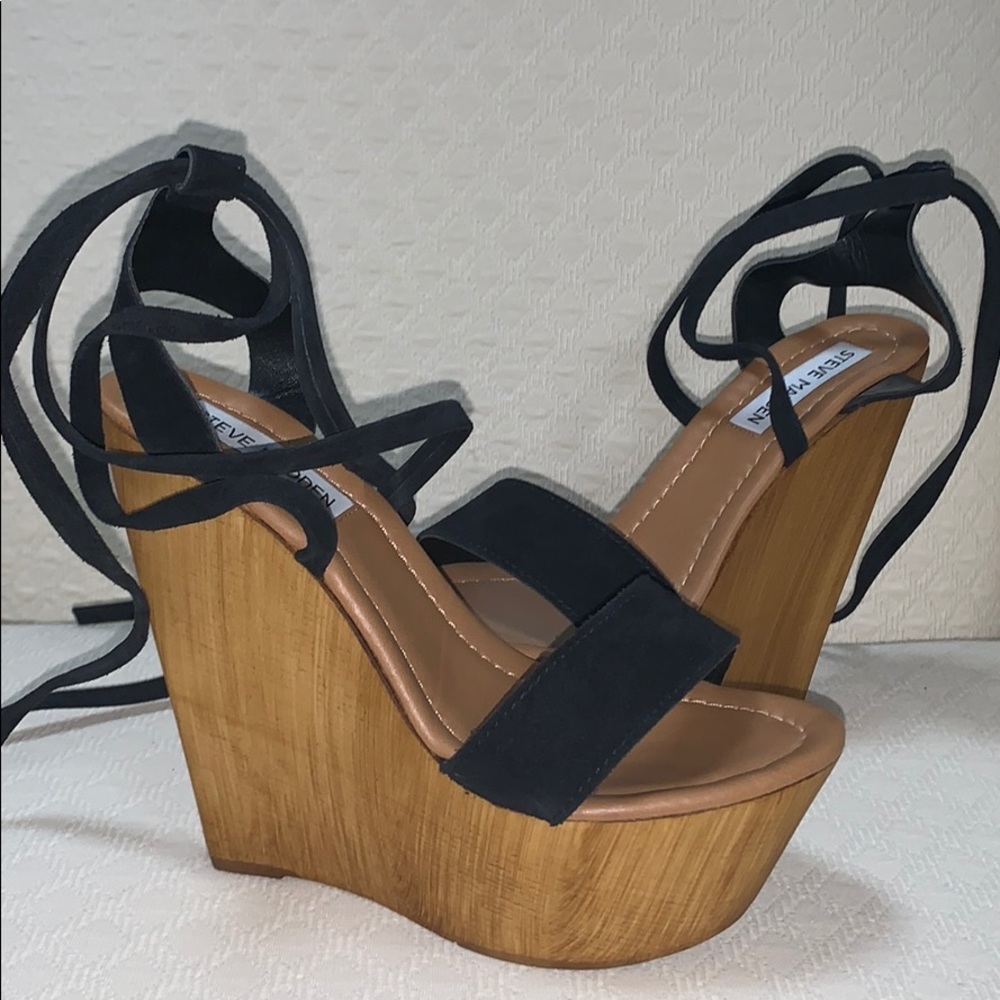 Black Steve Madden Wrap Wedges